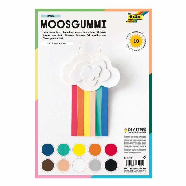 folia Moosgummi mehrfarbig 20x29cm 10 Blatt **