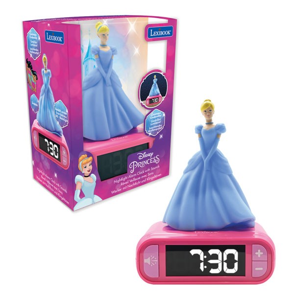 Disney Prinzessin Wecker mit 3D Nachtlicht-Figur