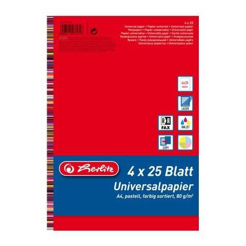 Herlitz Universalpapier pastell farbig 4x25Blatt