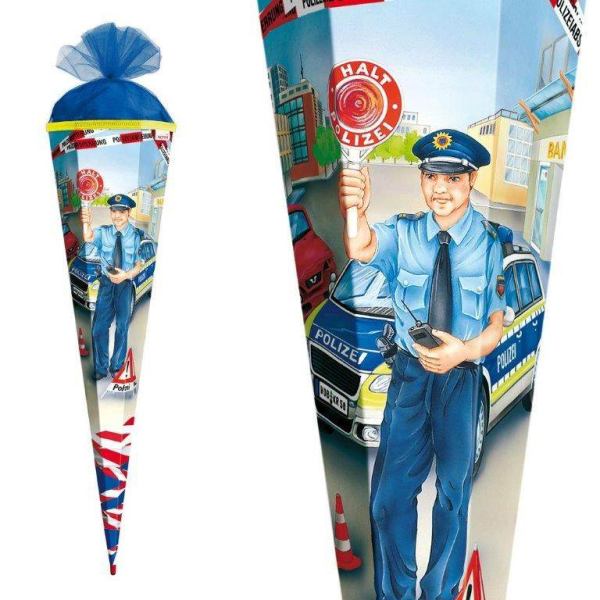 Roth Schultüte 85 cm - Polizist, 6-eckig, Tüll