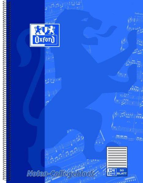 Oxford Noten-Collegeblock A4+, 50Blatt, Lineatur 14, 90gm²