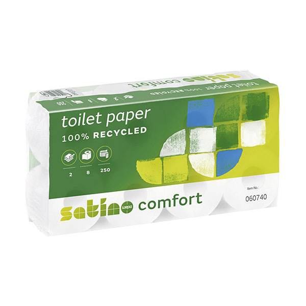 Toilettenpapier 2-lagig 8x250 Blatt 100% Recyceld