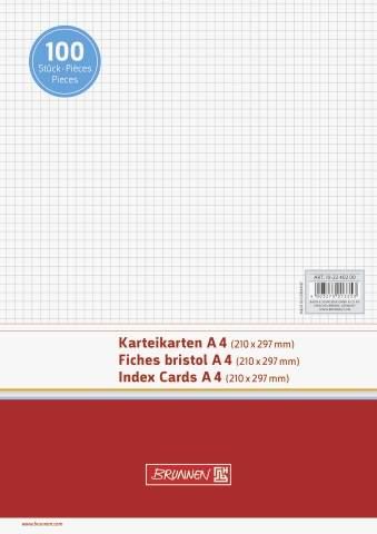 BRUNNEN Karteikarten A4 - 100Stück - kariert - weiß