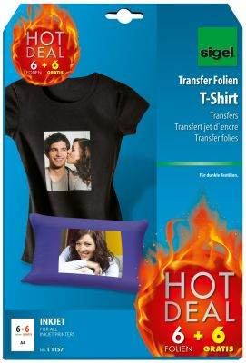 SIGEL Transferfolie für T-Shirt - dunkle Textilien, A4, 6+6 Blatt