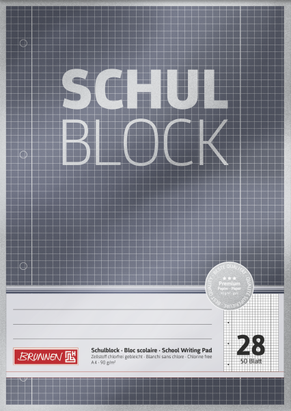 Brunnen Schulblock A4 90g 50 Blatt Lin 28 Premium