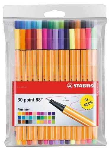 STABILO Fineliner point 88® Etui, mit 30 Stiften