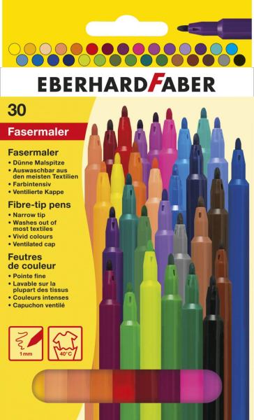 EBERHARD FABER Colori Filzstifte dünn 1mm - 30er Kartonetui