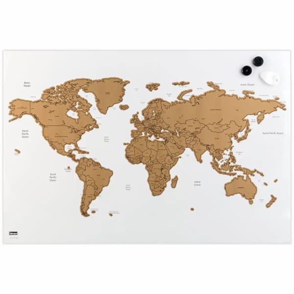 Idena Magnettafel Weltkarte mit Zubehör 60x40cm **