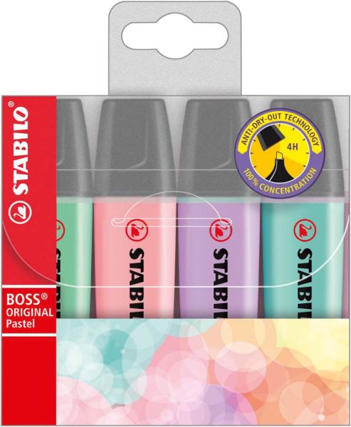 STABILO Textmarker Boss Pastel 4er