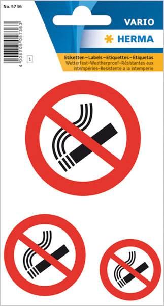 Hinweisetiketten rund Rauchverbot wetterfest