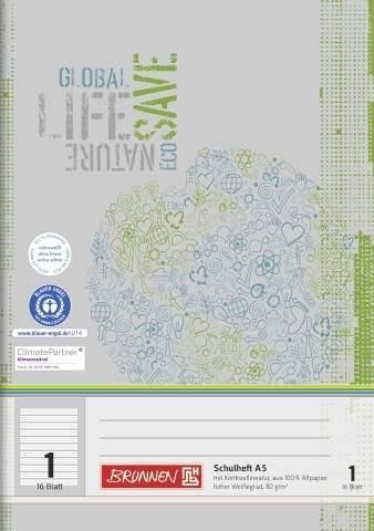 BRUNNEN Heft A5 16 Blatt Lin 01 Recycling