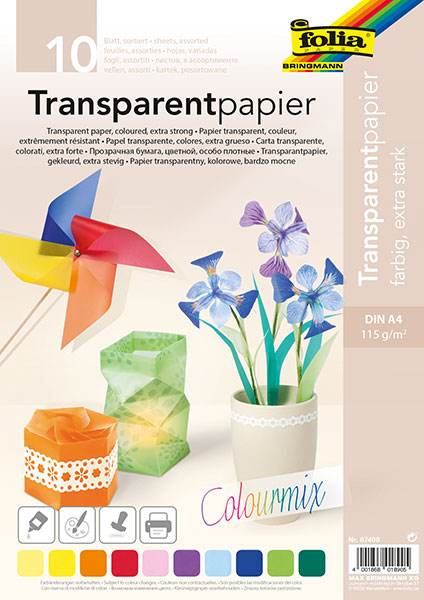 folia Transparentpapier 115g/m² mehrfarbig DIN A4 10 Blatt