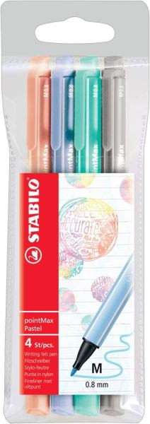 STABILO Tintenschreiber pointMax, pastel, Etui 4 ST/4 Farben