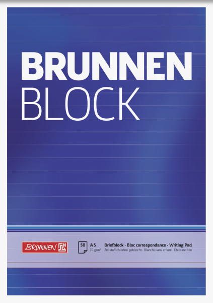 Brunnen Briefpapierblock , A5, liniert, 50 Blatt