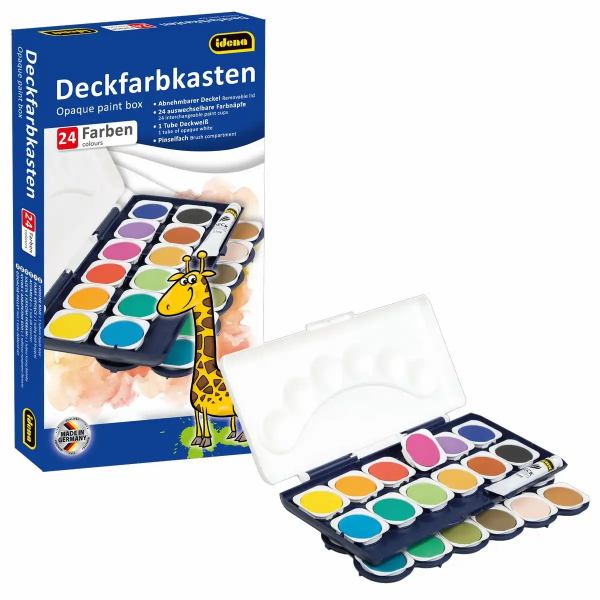 Idena Deckfarbkasten 24 Farben und 1 Tube Deckweiß **
