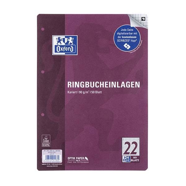 Oxford Ringbucheinlagen, A4 - Lineatur 22 - kariert ohne Rand - 50 Blatt