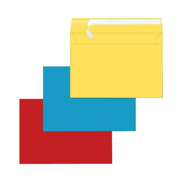 Herlitz Briefumschlag B6, farb. sort.: rot, blau, gelb, m. Haftklebung, 90 g/qm, 15 St