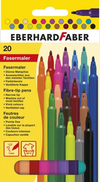 EBERHARD FABER Colori Filzstifte dünn 1mm - 20er Kartonetui