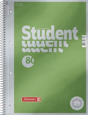 BRUNNEN Brunnen Collegeblock A4, unliniert Premium, 80 Blatt, 90gm², 4fach Lochung