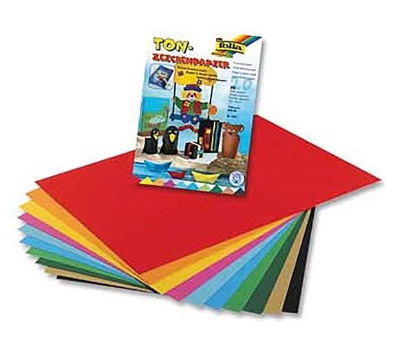 FOLIA Tonzeichenpapierblock A4 - 20 Blatt - farbig sortiert - 130 g