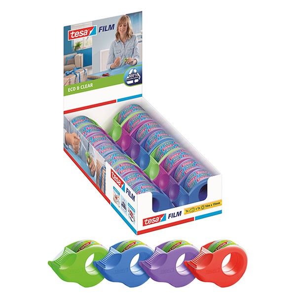 Tesa Mini Handabroller gefüllt 10m x 19mm Eco & Clear