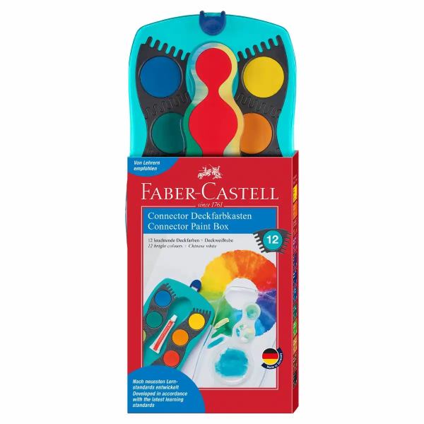 FABER-CASTELL Farbkasten Connector 12 Farben türkis **