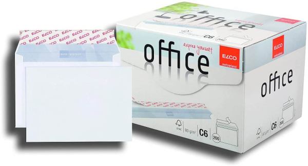 ELCO Office Versandtasche C6 80 g/m², 200 Stück weiß