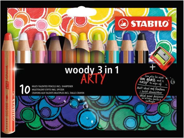 STABILO woody Aquarellfarbstift - 10 Farben ARTY