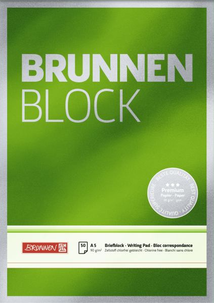 Brunnen Briefblock Premium, A5, Lineatur 6, 50 Blatt **