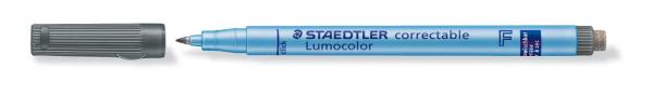 STAEDTLER Folienstift Lumocolor correct F schwarz 0,6mm mit Wischer