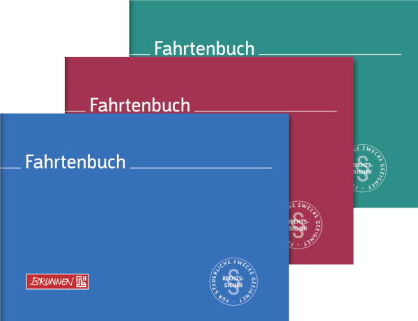 Brunnen Fahrtenbuch, Kraftfarhzeuge, Karton, 3 Farben sortiert, 2 Seiten, A6