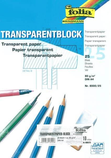 MAX BRINGMANN Transparentpapierblock A4 - 25 Blatt