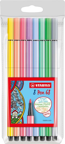 STABILO Fasermaler Pen 68 Pastel-Etui 8St.