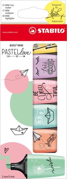 STABILO BOSS® MINI Pastellove, Textmarker Etui mit 6 Stiften