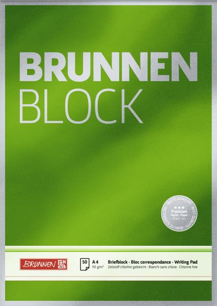Brunnen Briefblock Premium, A4, Lineatur 20, unliniert **