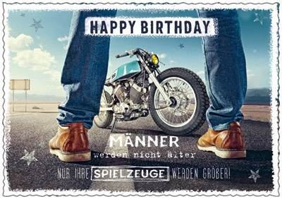 IN TOUCH Postkarte - Happy Birthday! Männer werden... Motorrad
