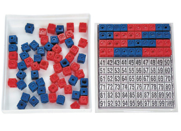Dick-System Steckwürfel - Multibox mit Steckwürfel 100 Stück rot und blau