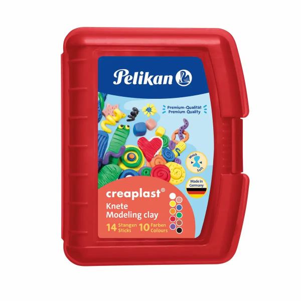 Pelikan Kinderknete creaplast 10 Farben rot 240g Kunststoffbox ** VK