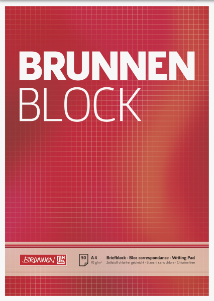 Brunnen Briefpapierblock, A4, kariert, weiß, 50 Blatt **