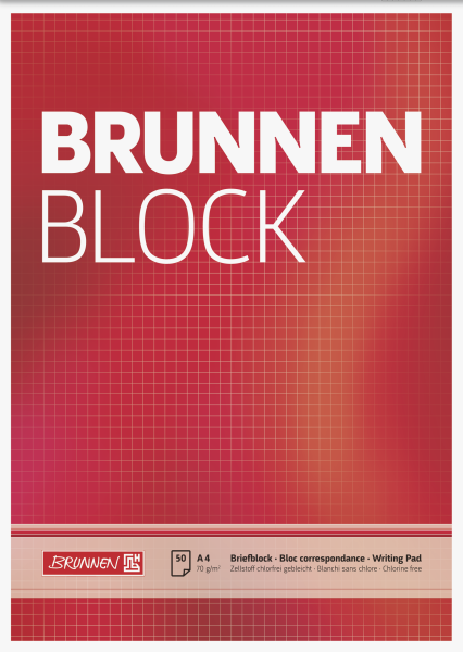 Brunnen Briefpapierblock, A4, kariert, weiß, 50 Blatt