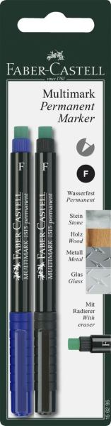FABER-CASTELL Multimark F permanent schwarz & blau 2 Stück **
