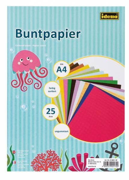 Idena Buntpapier DIN A4 25 Blatt ungummiert sortiert