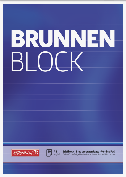 Brunnen Briefpapierblock Briefblock, A4, liniert, weiß, 50 Blatt