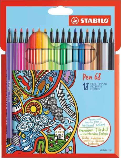 STABILO Fasermaler Pen 68 Etui 18 ST/18 Farben