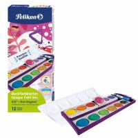 Pelikan Deckfarbkasten K12 mit Deckweiß violett Faltschachtel Pelikan Deckfarbkasten K12 mit Deckweiß violett Faltschachtel