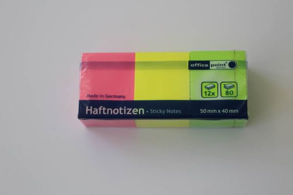 Haftnotitzen Office Point - 12 x 80 Blatt - neon mix