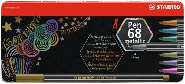 STABILO Fasermaler Pen 68 metallic Metall-E 8ST/8 Farben
