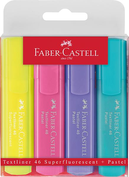 Faber-Castell Textmarker Textliner 46 - Pastellfarben 4er Etui