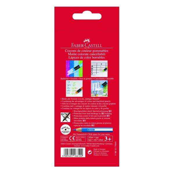 FABER-CASTELL Buntstifte 12 Stück Kartonetui, radierbar **