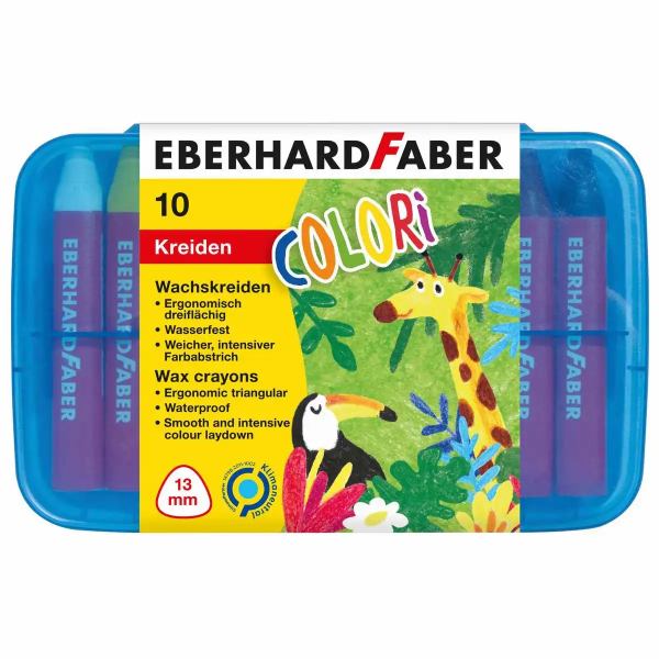 EBERHARD FABER Wachsmalkreiden Colori dreiflächig, 10 Farben **